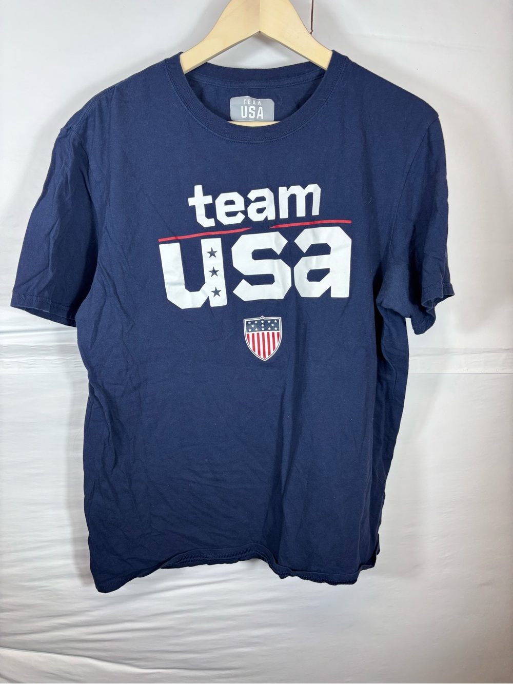 Team USA Navy Blue Crewneck Tshirt Size Large